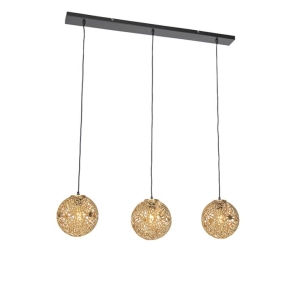 Art deco hanglamp goud langwerpig 3-lichts - Maro