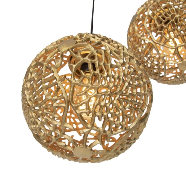 Art deco hanglamp goud rond 3-lichts - maro
