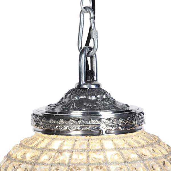 Art deco hanglamp kristal met zilver 35 cm - kasbah