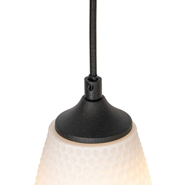 Art deco hanglamp zwart met opaal glas 8-lichts - hanne