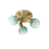 Art deco plafondlamp goud met groen glas 3-lichts - vidro