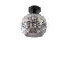 Art deco plafondlamp zwart met smoke glas - sphere