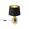 Art deco tafellamp goud met zwart-gouden kap - pina