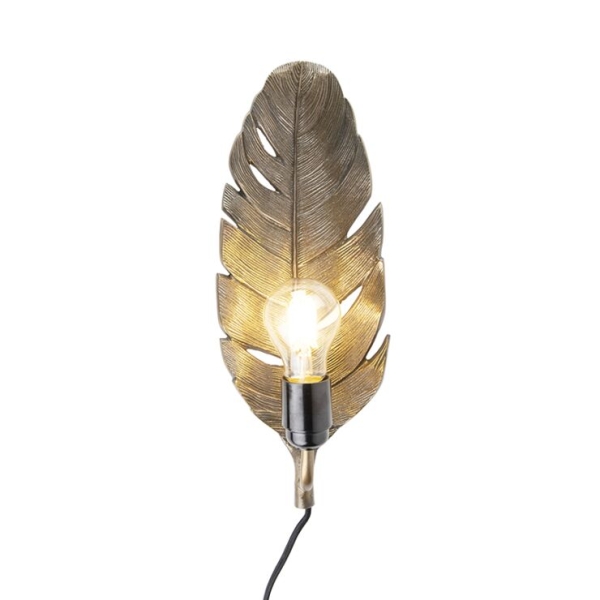 Art deco wandlamp brons - leaf