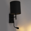 Art deco wandlamp zwart met velours donkergrijze kap - stacca
