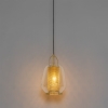 Art deco hanglamp goud met amber glas 23 cm - kevin