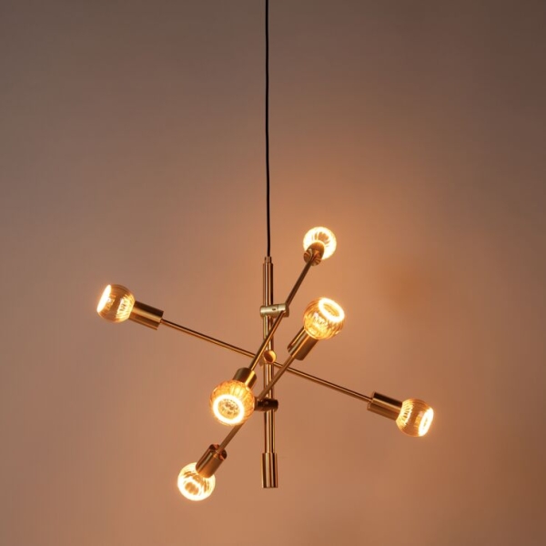 Art deco hanglamp messing 6-lichts incl. Deco g80 - sydney