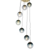 Art deco hanglamp messing met blauw glas 7-lichts - pallon