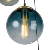 Art deco hanglamp messing met blauwe glazen - pallon