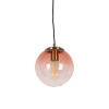 Art deco hanglamp messing met roze glas 20 cm - pallon