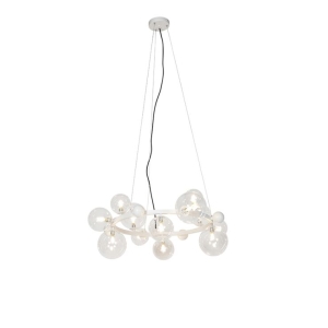 Art deco hanglamp wit met helder glas 12-lichts - David