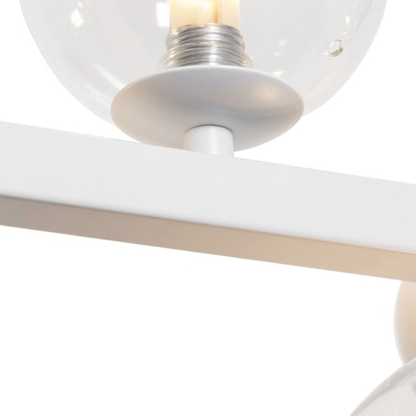Art deco hanglamp wit met helder glas 8-lichts - david