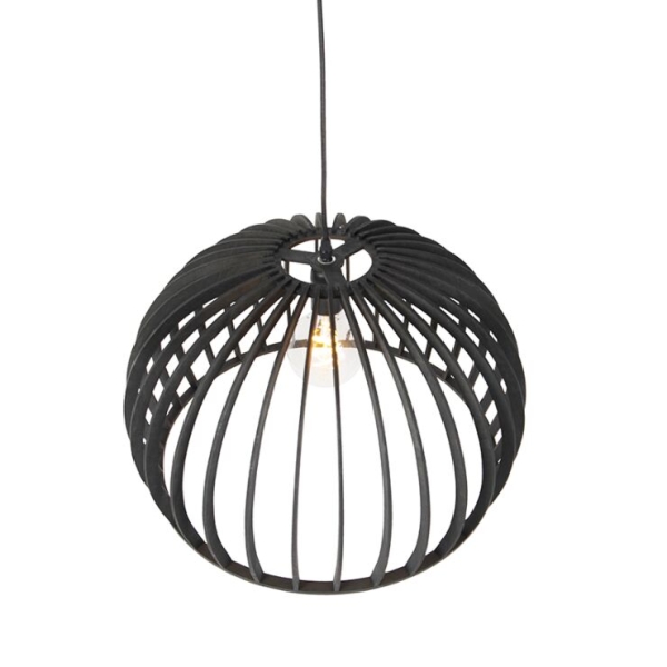 Art deco hanglamp zwart hout 50 cm - twain