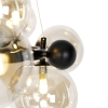 Art deco hanglamp zwart met amber glas 12-lichts - david