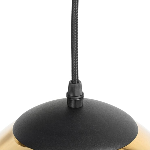Art deco hanglamp zwart met goud glas 7-lichts - pallon
