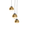 Art deco hanglamp zwart met goud glas rond 3-lichts - pallon