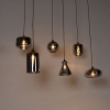 Art deco hanglamp zwart met smoke glas 6 lichts wallace 14