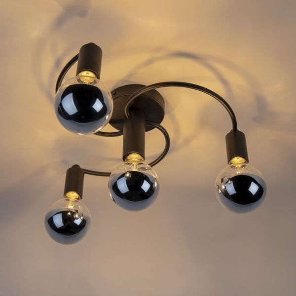 Art deco plafondlamp zwart 4-lichts - facil