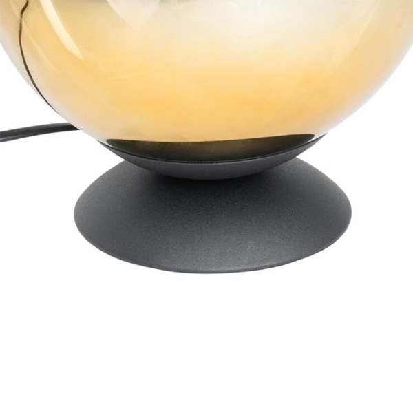 Art deco tafellamp zwart met goud glas - pallon
