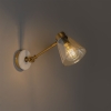 Art deco wandlamp brons met marmer en amber glas - nina
