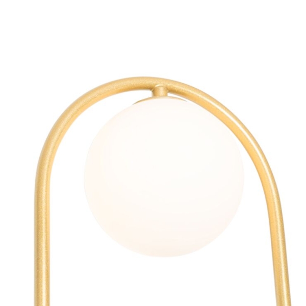 Art deco wandlamp goud met wit glas - isabella