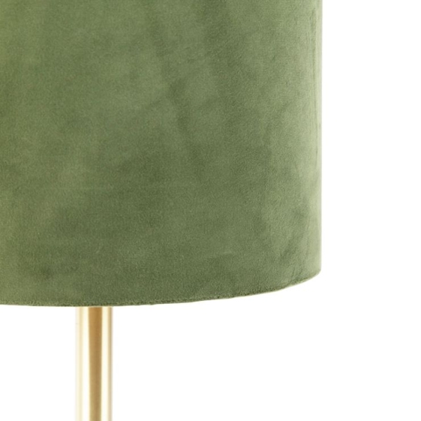 Botanische tafellamp messing met groene kap 25 cm - simplo