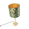 Botanische tafellamp messing met pauw kap 25 cm - simplo
