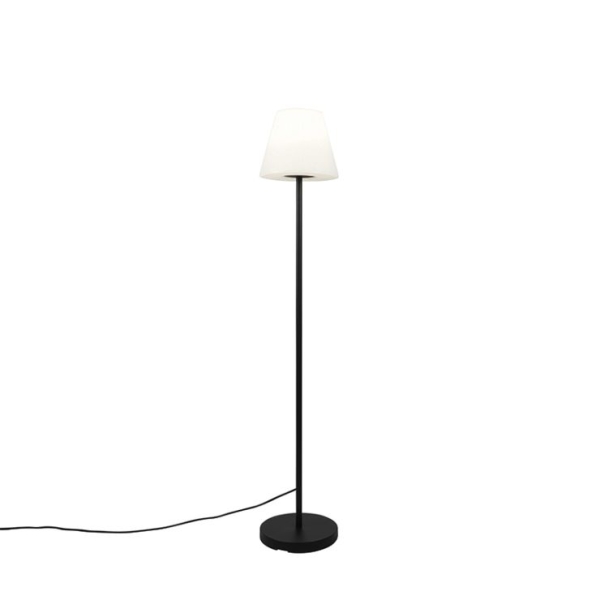 Buiten vloerlamp zwart met witte kap ip65 25 cm - virginia
