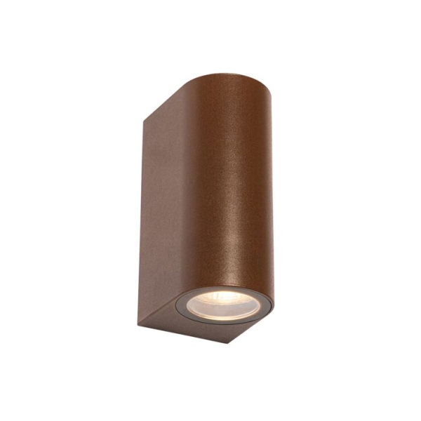 Buiten wandlamp roestbruin kunststof ovaal 2-lichts - baleno