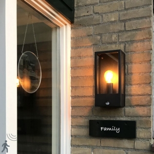 Buiten wandlamp zwart met bewegingsmelder IP44 - Rotterdam