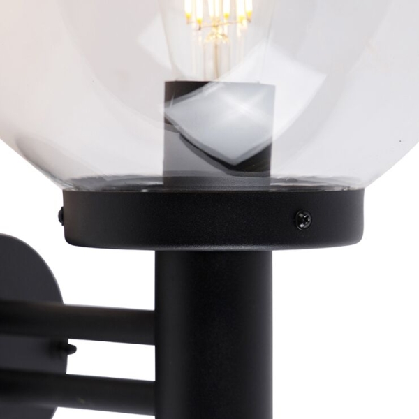 Buiten wandlamp zwart met kunststof ip44 rvs - sfera
