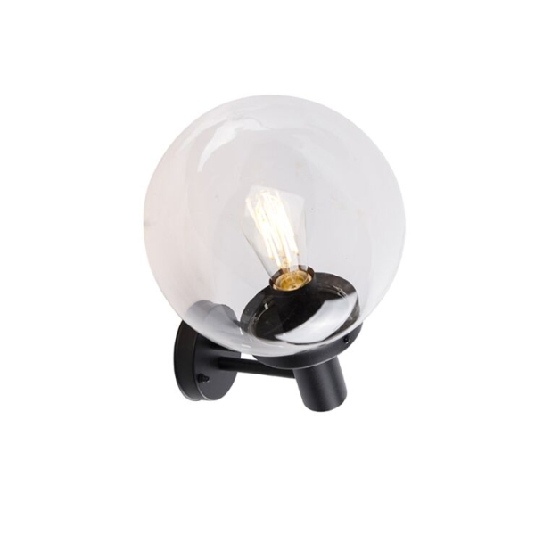 Buiten wandlamp zwart met kunststof ip44 rvs - sfera