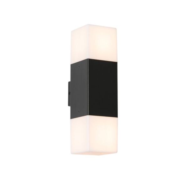 Buiten wandlamp zwart met opale kap 2-lichts ip44 - denmark