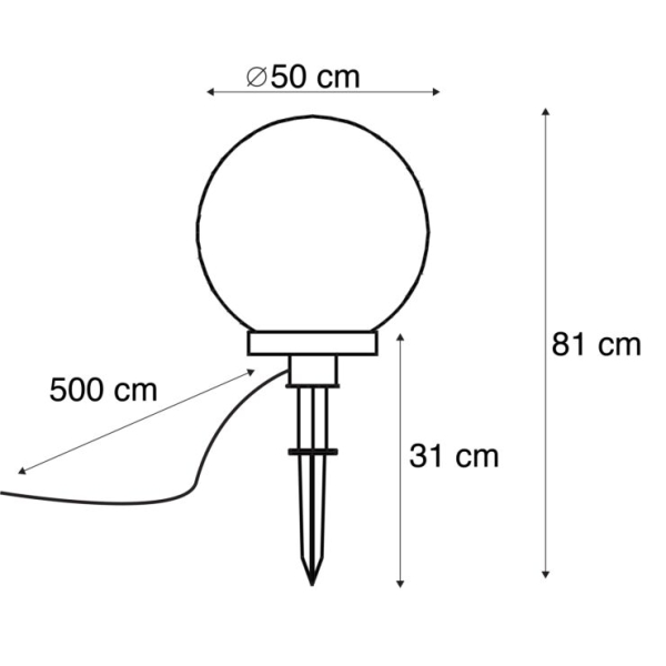 Buitenlamp met grondpin 50 cm ip44 - bol