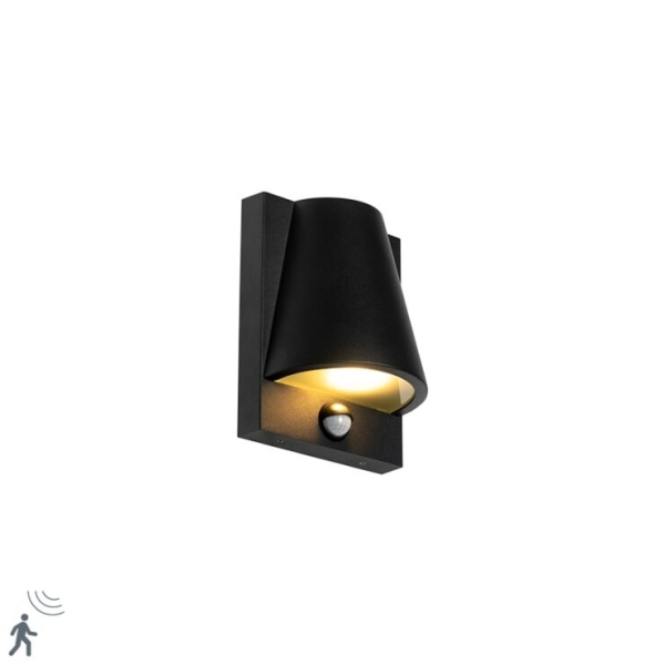 Buiten wandlamp zwart ip44 met bewegingsmelder - femke