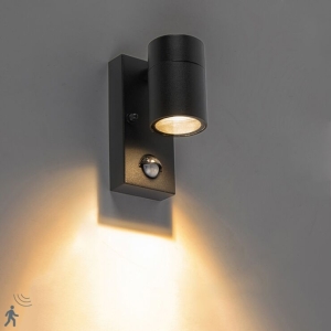 Buitenwandlamp zwart met bewegingssensor IP44 - Solo