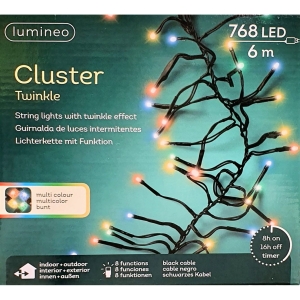 Clusterverlichting lumineo 768-lamps.LED Twinkle multi/zwart; timer; 5m lead-1