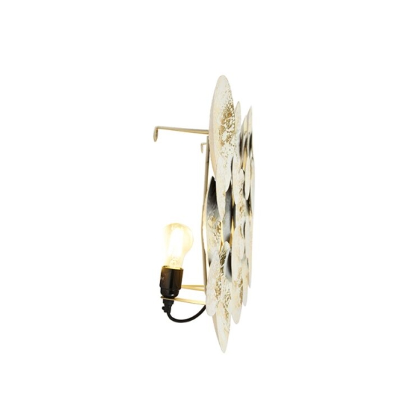 Decorateive oosterse wandlamp goud met wit 2-lichts - hikina