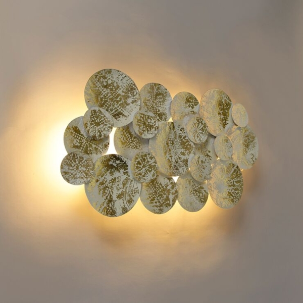 Decorateive oosterse wandlamp goud met wit 2-lichts - hikina