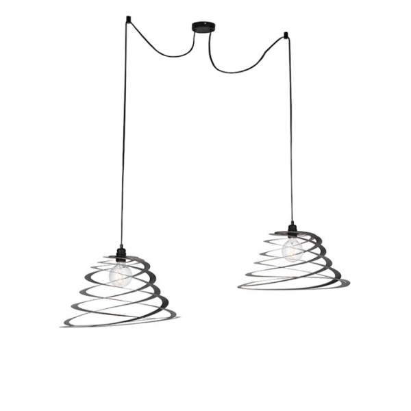 Design hanglamp 2 lichts met spiraal kap 50 cm scroll 14