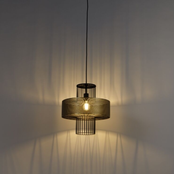 Design hanglamp goud met zwart 40 cm - tess
