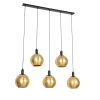 Design hanglamp zwart met goud glas 5-lichts - bert