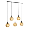 Design hanglamp zwart met goud glas 5-lichts - bert