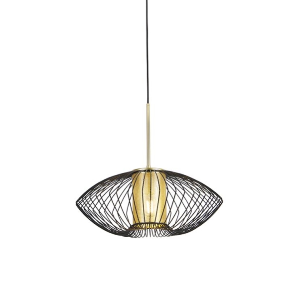 Design hanglamp goud met zwart 50 cm - dobrado