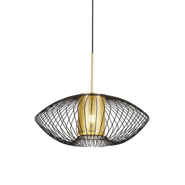 Design hanglamp goud met zwart 60 cm - dobrado
