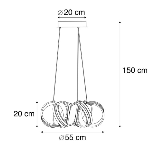 Design hanglamp staal 3-staps dimbaar incl. Led - filum