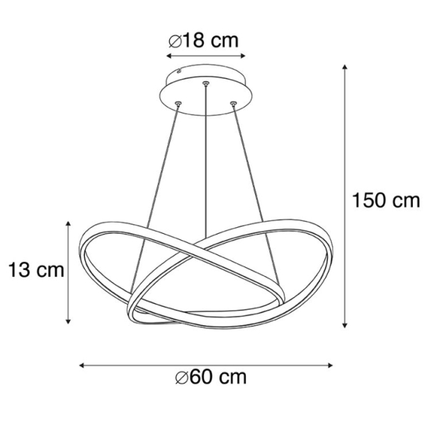 Design hanglamp staal incl. Led 3-staps dimbaar - ruta