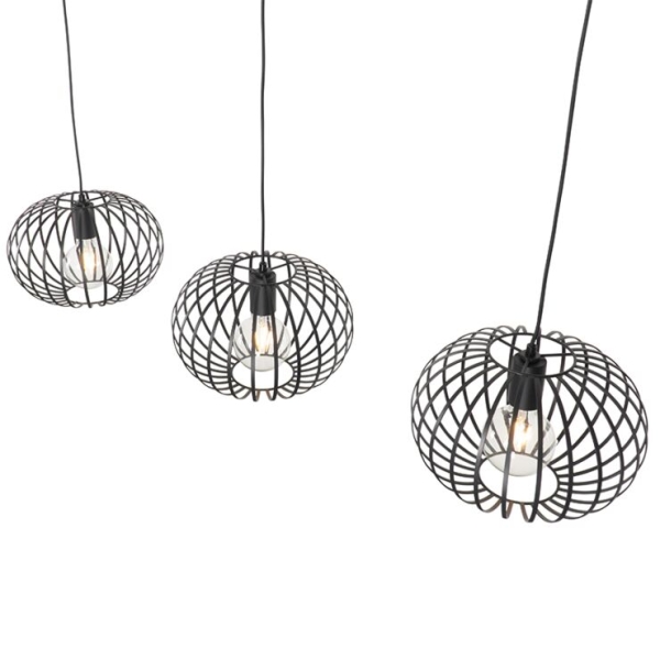 Design hanglamp zwart 3-lichts - johanna