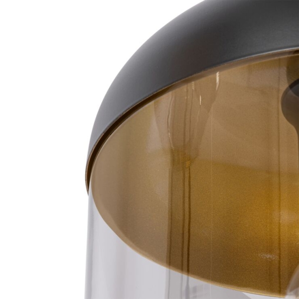 Design hanglamp zwart met goud en smoke glas 3-lichts - kyan