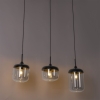 Design hanglamp zwart met goud en smoke glas 3-lichts - kyan